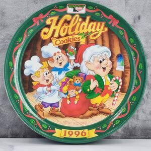 Vintage Keebler Elves Holiday Cookies Tin 1996 Christmas Tin